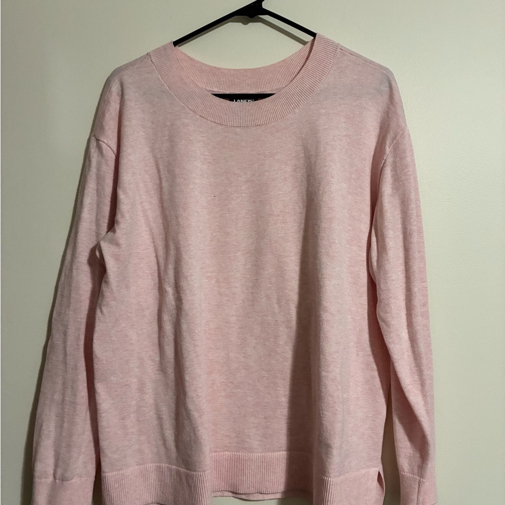 NWOT Lands' End Soft Pink Crew Neck Sweater